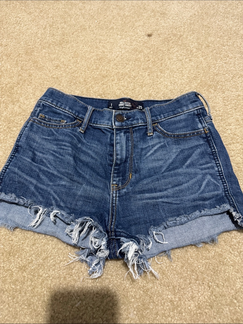 Hollister Dark Blue Distressed Denim Cutoff Shorts
